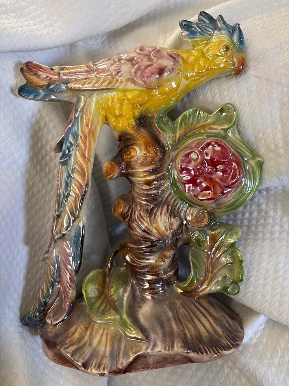 Vintage Mid-Century Modern Italian Ceramic Parrot / Cockatoo Figurine